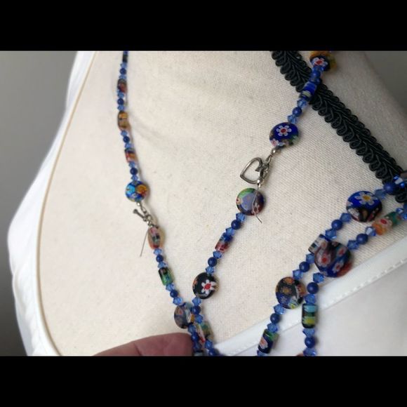 UPDATED: Millefiori (as is) glass bead double strand with heart pendant - Picture 5 of 7
